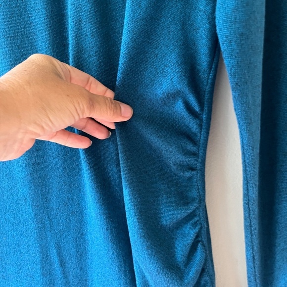 Eastern Mountain Sports Sz L Teal Stretch V Neck Blouse Sweater Fleece Pullover - Picture 5 of 10